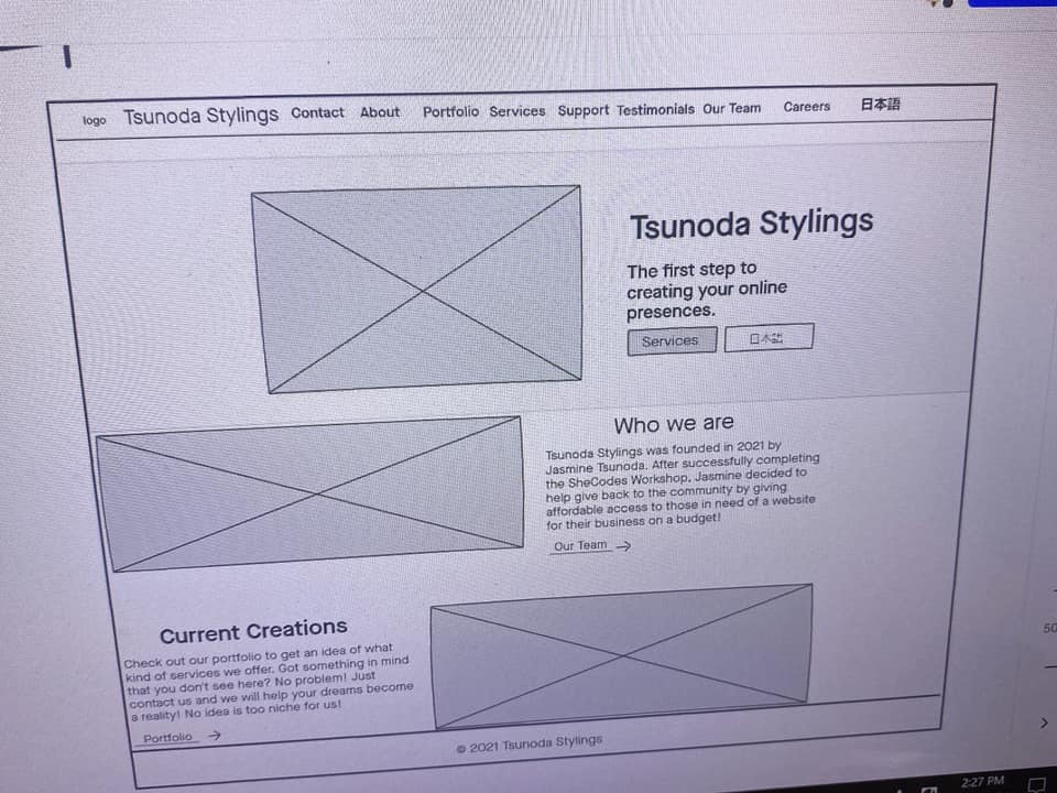 homepage wireframe